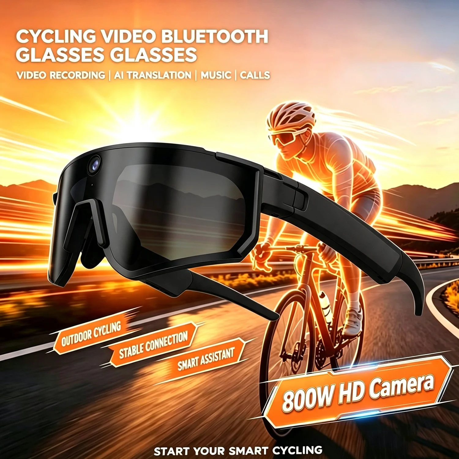 Outdoor Sport Camera - Kacamata Kamera Pintar AI 800W, Video