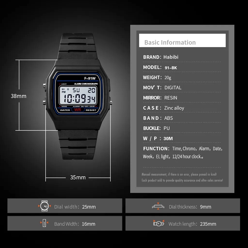 Jam Tangan Elektronik LED F-91 - Outdoor Sport Watch ulasan dan harga